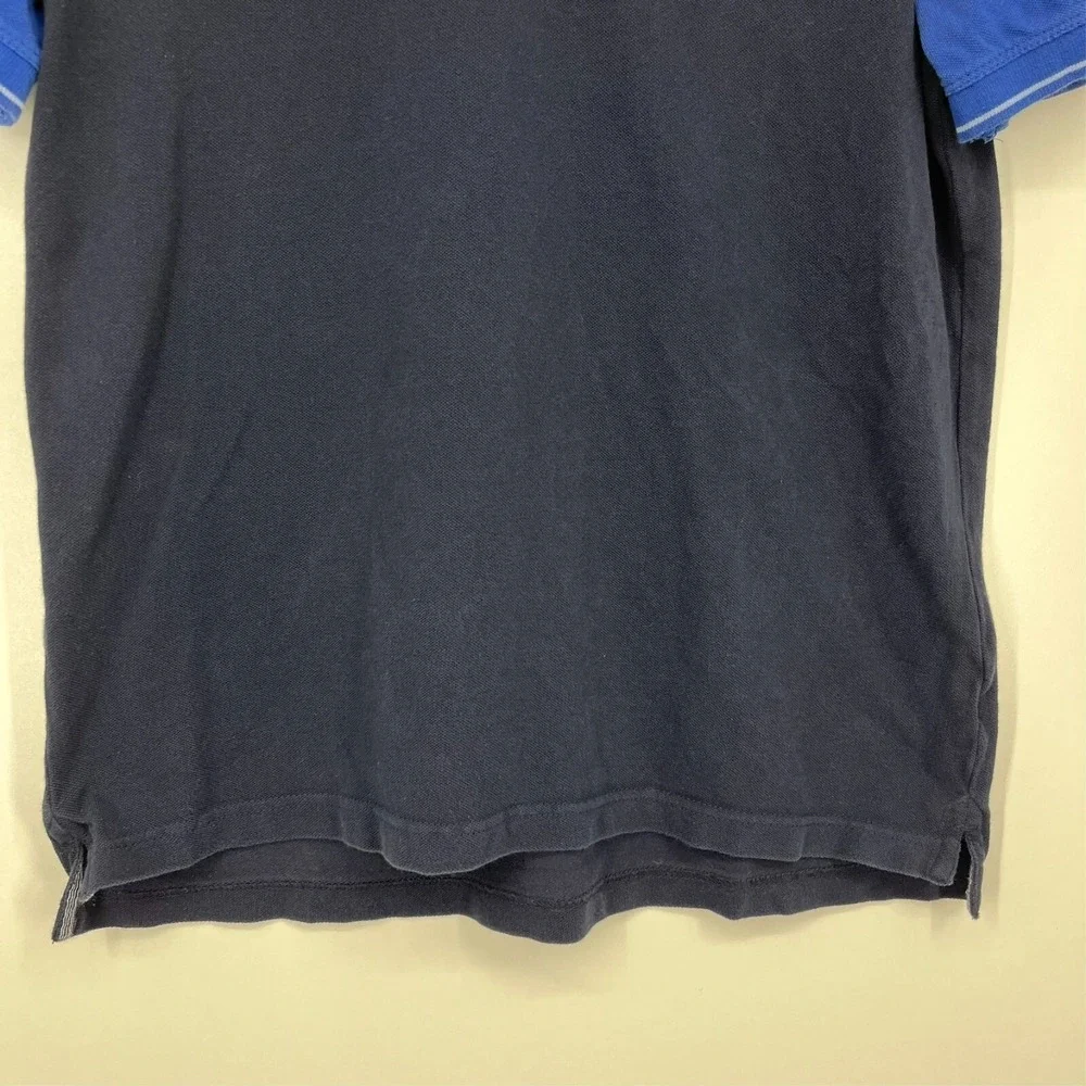 Banana Republic Mens Large Blue Colorblock Striped Elephant Logo Polo Shirt L/G
